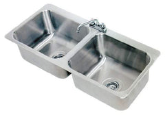 Advance Tabco - 20" Long x 16" Wide Inside, 2 Compartment, Stainless Steel Stainless Steel Drop In Sink - 18 Gauge, 45-1/2" Long x 20-1/2" Wide Outside, 12" Deep - Makers Industrial Supply