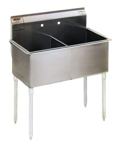 Eagle MHC - 48" Long x 21" Wide Inside, 2 Compartment, Stainless Steel Stainless Steel Scullery Sink - 16 Gauge, 51" Long x 24-1/2" Wide x 42" High Outside, 14" Deep - Makers Industrial Supply