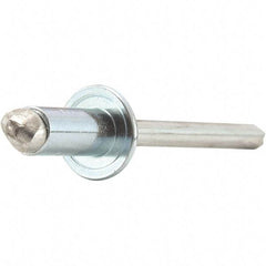 STANLEY Engineered Fastening - Size 4 Dome Head Stainless Steel Open End Blind Rivet - Stainless Steel Mandrel, 0.188" to 1/4" Grip, 1/8" Head Diam, 0.129" to 0.133" Hole Diam, 0.077" Body Diam - Makers Industrial Supply