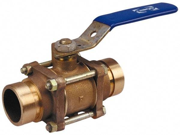 NIBCO - 3/4" Pipe, Full Port, Carbon Steel Standard Ball Valve - 3 Piece, Inline - One Way Flow, Socket Weld x Socket Weld Ends, Locking Lever Handle, 1,000 WOG - Makers Industrial Supply