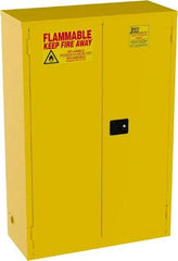 Jamco - 2 Door, 2 Shelf, Yellow Steel Standard Safety Cabinet for Flammable and Combustible Liquids - 65" High x 43" Wide x 18" Deep, Manual Closing Door, 3 Point Key Lock, 45 Gal Capacity - Makers Industrial Supply