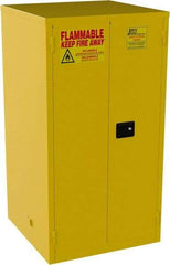 Jamco - 2 Door, 2 Shelf, Yellow Steel Standard Safety Cabinet for Flammable and Combustible Liquids - 65" High x 34" Wide x 34" Deep, Manual Closing Door, 3 Point Key Lock, 60 Gal Capacity - Makers Industrial Supply