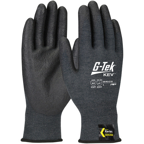 09-K1218/XL Gloves w/Kevlar Brand - G-Tek KEV - Kevlar Engineered Yarn - Gray 18 Gauge - NeoFoam - ANSI A3 - Exact Industrial Supply