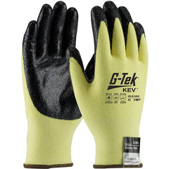 09-K1450/XXL Gloves w/Kevlar Brand - G-Tek KEV - Kevlar/Lycra 13G Yellow Shell - Black Nitrile Smooth Grip - Exact Industrial Supply