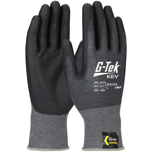 09-K1618/XL Gloves w/Kevlar Brand - G-Tek KEV - Kevlar Engineered Yarn - Gray 18 Gauge - Nitrile Foam - ANSI A2 - Exact Industrial Supply