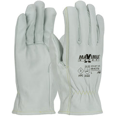 ‎09-K3750/M Leather Gloves W/KEVLAR - Max Safety AR Goatskin Drivers - 13G Kevlar Lining - Straight Thumb - A2 - Exact Industrial Supply