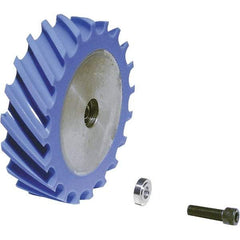 Dynabrade - 4" Diam x 1" Wide Contact Wheel Assembly - 1/4" Arbor Hole, Scoop, 80 Duro Urethane Face - Makers Industrial Supply