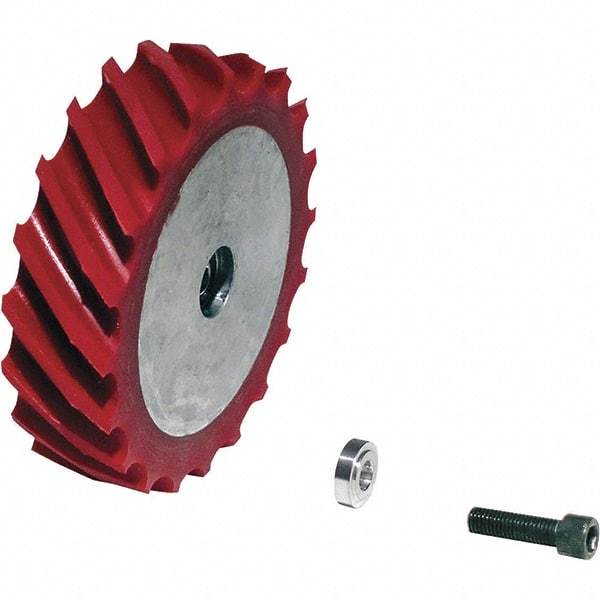 Dynabrade - 4" Diam x 1" Wide Contact Wheel Assembly - 1/4" Arbor Hole, Scoop, 60 Duro Urethane Face - Makers Industrial Supply