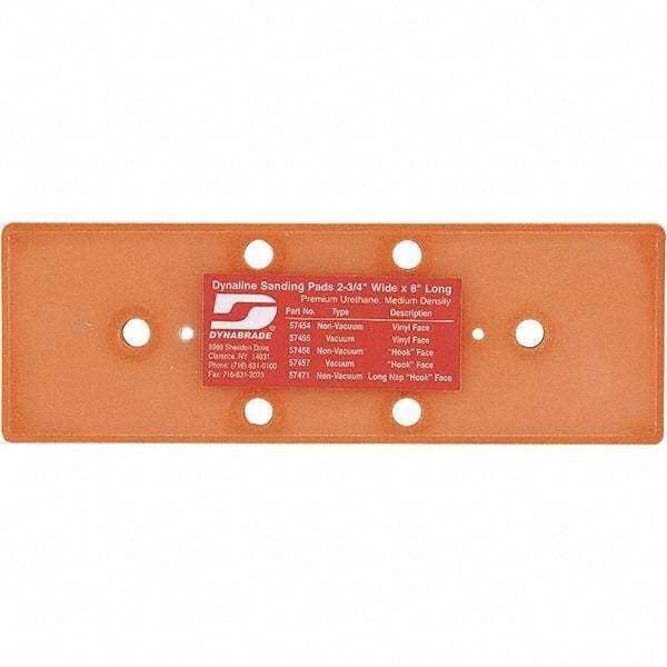 Dynabrade - 8 x 2-3/4" Rectangular Adhesive/PSA Backing Pad - Dynaline Compatible, Screw Attachment, Vacuum Pad, 3/8" Thick, Medium Density - Makers Industrial Supply