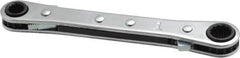 Lang - 1/4" x 5/16" 12 Point Reversible Ratcheting Box Wrench - Double End, 4-1/2" OAL, Steel, Nickel Chrome Finish - Makers Industrial Supply