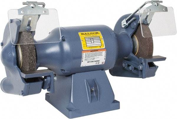 Baldor - 8" Wheel Diam x 1" Wheel Width, 3/4 hp Grinder - 3/4" Arbor Hole Diam, 1 Phase, 1,800 Max RPM, 115/230 Volts - Makers Industrial Supply