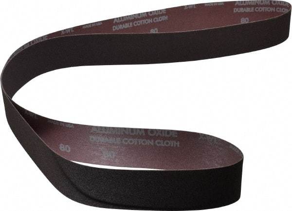 Norton - 2" Wide x 72" OAL, 80 Grit, Aluminum Oxide Abrasive Belt - Aluminum Oxide, Medium, Coated, X Weighted Cloth Backing, Series R228 - Makers Industrial Supply