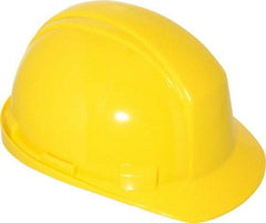 North - ANSI Type II, Class E Rated, 4-Point, Ratchet Adjustment Hard Hat - One Size Fits Most, Yellow, Standard Brim - Makers Industrial Supply