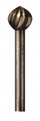 Dremel - 5/16" Cut Diam, 1/8" Shank Diam, Ball Head Single Cut Burr - High Speed Steel, Radius End - Makers Industrial Supply