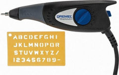 Dremel - 7,200 BPM, Electric Engraving Pen - 2 amps, Includes 9924 Carbide Point; Engraver Tool; Letter/Number Template Kit - Makers Industrial Supply