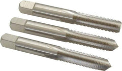 Interstate - M9x1.00 Metric Fine, 4 Flute, Bottoming, Plug & Taper, Bright Finish, High Speed Steel Tap Set - Right Hand Cut, 2-15/16" OAL, 1-1/4" Thread Length - Exact Industrial Supply