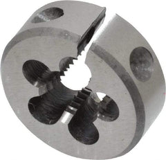 Interstate - M10x1.25 Metric Fine Thread, 1" Outside Diam High Speed Steel Round Die - 1/2" Thick, Left Hand Thread, Adjustable - Exact Industrial Supply