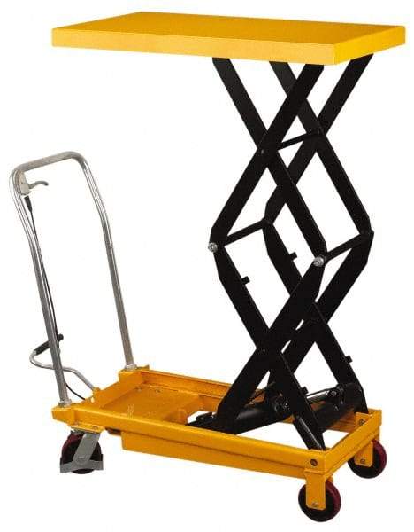 Wesco Industrial Products - 770 Lb Capacity Portable Foot-Operated Scissor Lift Table - 14" Lift Height, 35-1/2" Platform Length x 19-1/2" Platform Width - Makers Industrial Supply