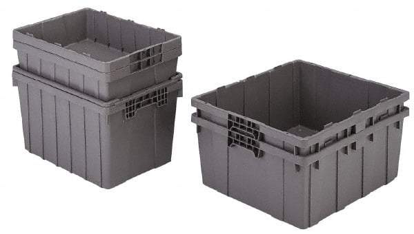 Orbis - 2 Cu Ft, 70 Lb Load Capacity Gray Polyethylene Tote Container - Nesting, 21.4" Long x 15.3" Wide x 12.3" High - Makers Industrial Supply