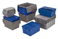 Orbis - 40 Lb Load Capacity Blue Polyethylene Attached-Lid Container - Stacking, Nesting, 22.3" Long x 13" Wide x 12.8" High, Lid Included - Makers Industrial Supply