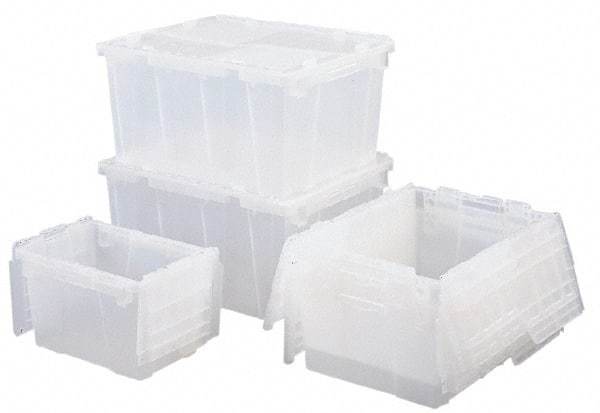 Orbis - 0.3 Cu Ft, 70 Lb Load Capacity Clear Polypropylene Attached-Lid Container - Stacking, Nesting, 11.8" Long x 9.8" Wide x 7.7" High, Lid Included - Makers Industrial Supply