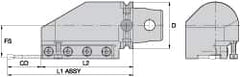 Kennametal - Tool Block Style KM63UT, 32mm Blade Height, 174.5mm OAL, 76.5mm OAH, Indexable Cutoff Blade Tool Block - 32mm Shank Height, Reversible, Series A2 Cut-Off - Makers Industrial Supply