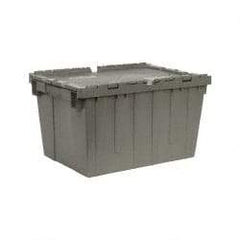 Quantum Storage - 1.67 Cu Ft, 60 Lb Load Capacity Gray Polyethylene Attached-Lid Container - Stacking, Nesting, 21.8" Long x 15" Wide x 12.8" High, Lid Included - Makers Industrial Supply