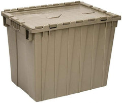 Quantum Storage - 2.31 Cu Ft, 70 Lb Load Capacity Gray Polyethylene Attached-Lid Container - Stacking, Nesting, 21.9" Long x 15.1" Wide x 17.3" High, Lid Included - Makers Industrial Supply