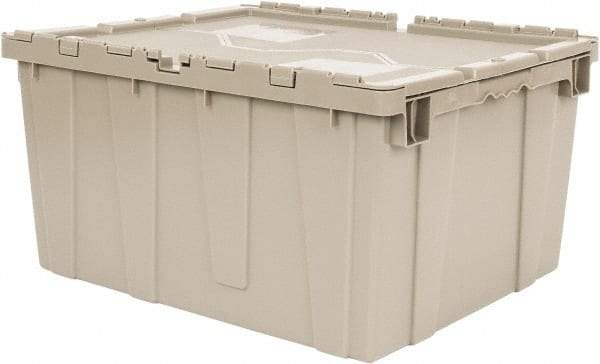 Quantum Storage - 2.44 Cu Ft, 80 Lb Load Capacity Gray Polyethylene Attached-Lid Container - Stacking, Nesting, 23.9" Long x 19.4" Wide x 12-1/2" High, Lid Included - Makers Industrial Supply