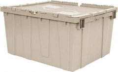 Quantum Storage - 2.44 Cu Ft, 80 Lb Load Capacity Gray Polyethylene Attached-Lid Container - Stacking, Nesting, 23.9" Long x 19.4" Wide x 12-1/2" High, Lid Included - Makers Industrial Supply