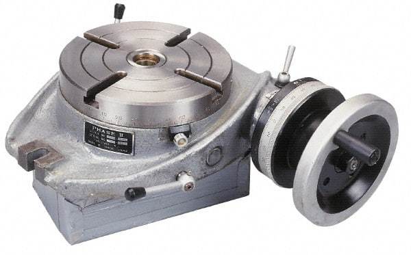 Phase II - 12" Table Diam, Horizontal Rotary Machining Table - 4MT Center Taper, 0.545" T-Slot Width - Makers Industrial Supply