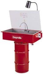 Graymills - Drum Mount Solvent-Based Parts Washer - 10 Gal Max Operating Capacity, Steel Tank, 65" High x 32" Long x 18" Wide, 115 Input Volts - Makers Industrial Supply