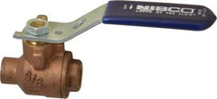 NIBCO - 3/8" Pipe, Full Port, Bronze Standard Ball Valve - 2 Piece, Inline - One Way Flow, Soldered x Soldered Ends, Lever Handle, 600 WOG, 150 WSP - Makers Industrial Supply