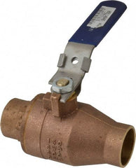 NIBCO - 1-1/2" Pipe, Full Port, Bronze Standard Ball Valve - 2 Piece, Inline - One Way Flow, Soldered x Soldered Ends, Locking Lever Handle, 600 WOG, 150 WSP - Makers Industrial Supply