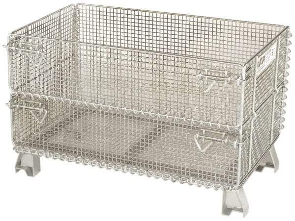 Nashville Wire - 32" Long x 20" Wide x 16" High Steel Basket-Style Bulk Folding Wire Mesh Container - 1,000 Lb. Load Capacity - Makers Industrial Supply