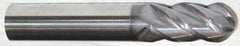 Accupro - 3/4" Diam, 1" LOC, 4 Flute Solid Carbide Ball End Mill - AlTiN Finish, Single End, 3" OAL, 3/4" Shank Diam, Spiral Flute - Makers Industrial Supply