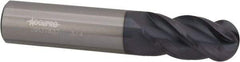 Accupro - 1/4" Diam, 1-1/2" LOC, 4 Flute Solid Carbide Ball End Mill - nACRo Finish, Single End, 4" OAL, 1/4" Shank Diam, Spiral Flute - Makers Industrial Supply