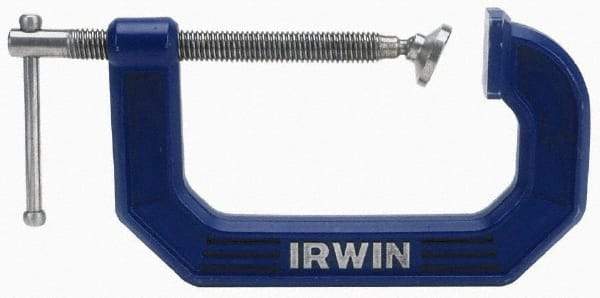 Irwin - Regular-Duty 5" Max Opening, 3-1/4" Throat Depth, Cast Iron Standard C-Clamp - 1,500 Lb Capacity, 0" Min Opening, Standard Throat Depth - Makers Industrial Supply