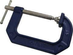 Irwin - Regular-Duty 4" Max Opening, 3" Throat Depth, Cast Iron Standard C-Clamp - 1,000 Lb Capacity, 0" Min Opening, Standard Throat Depth - Makers Industrial Supply