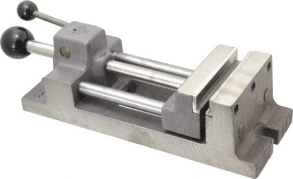 Heinrich - 4-11/16" Jaw Opening Capacity x 1-5/16" Throat Depth, Horizontal Drill Press Vise - 4" Wide Jaw, Stationary Base, Standard Speed - Makers Industrial Supply