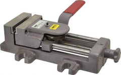 Heinrich - 4" Jaw Opening Capacity x 1-3/8" Throat Depth, Horizontal Drill Press Vise - 4" Wide x 1-3/8" High Jaw, Stationary Base, Standard Speed, 11-3/4" OAL - Makers Industrial Supply