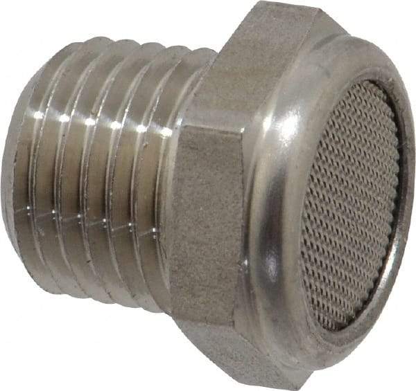 Legris - 1/4 Male NPT, 17mm Hex, Exhaust Muffler - 175 Max psi, 108 Decibel Rating, Stainless Steel - Makers Industrial Supply