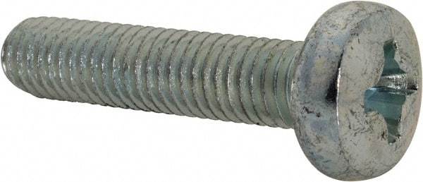 Value Collection - M8x1.25, 35mm Length Under Head Phillips Drive Machine Screw - Pan Head, Grade 4.8 Steel, Zinc-Plated Finish, Without Washer - Makers Industrial Supply