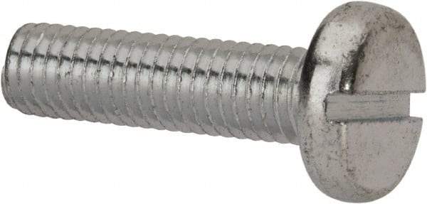 Value Collection - M8x1.25, 30mm Length Under Head Slotted Drive Machine Screw - Pan Head, Grade 4.8 Steel, Zinc-Plated Finish, Without Washer - Makers Industrial Supply