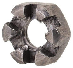 Value Collection - 1/4-20 UNC Grade 2 Steel Slotted Locknut - 7/16" Width Across Flats, 7/32" High, Uncoated - Makers Industrial Supply