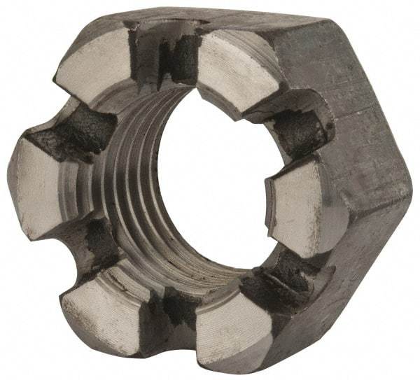 Value Collection - 2 - 4-1/2 UNC Grade 2 Steel Slotted Locknut - 3" Width Across Flats, 1-23/32" High, Uncoated - Makers Industrial Supply