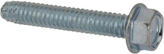 Value Collection - 1/4-20 UNC Thread, 1-1/2" Length Under Head, Hex Drive Steel Thread Cutting Screw - Hex Head, Grade 2, Point Type F, Zinc-Plated Finish - Makers Industrial Supply