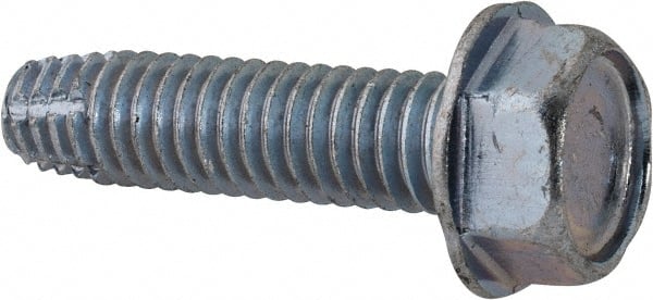 Value Collection - 5/16-18 UNC Thread, 1-1/4" Length Under Head, Hex Drive Steel Thread Cutting Screw - Hex Head, Grade 2, Point Type F, Zinc-Plated Finish - Makers Industrial Supply