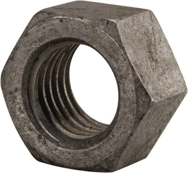 Value Collection - 1-1/8 - 7 UNC Steel Right Hand Hex Nut - 1-11/16" Across Flats, 31/32" High, Hot Dipped Galvanized Finish - Makers Industrial Supply