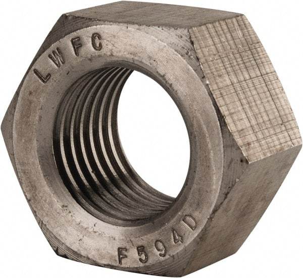 Value Collection - 1-1/2 - 6 UNC Stainless Steel Right Hand Hex Nut - 2-1/4" Across Flats, 1-9/32" High, Uncoated - Makers Industrial Supply